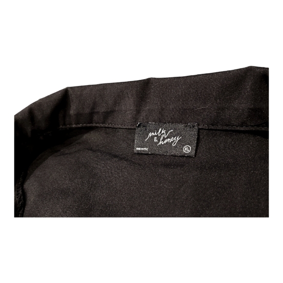 Milk & Honey Black V-Neck Puff Sleeve Tie Blouse - Picture 8 of 8